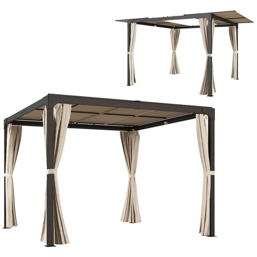 Pergola Rétractable Dim. 2,95l X 2,95l X 2,20h M Double Toit Rideaux