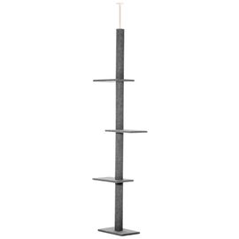 Arbre À Chat Poteau À Griffer Hauteur Réglable Dim. 43l X 27i X 228-260h Cm 4 Niveaux D'activités Gris Clair