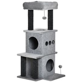 Arbre À Chat Centre D'activités Griffoirs Jeu Boule Suspendue Et À Ressort 2 Niches Housses Amovibles Plateformes Gris