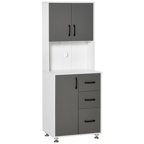 Armoire De Cuisine Multi-Rangements 2 + 1 Porte 3 Tiroirs + Grand Plateau Dim. 60l X 40l X 150h Cm Bicolo