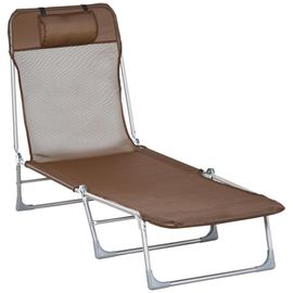 Bain De Soleil Transat Pliable Dossier Réglable 5 Positions Acier Teslin Marron