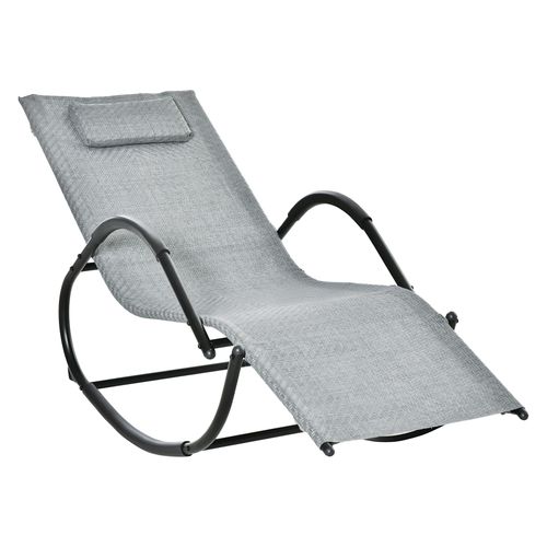 Chaise Longue À Bascule Design Contemporain Métal Textilène Gris