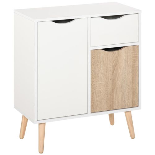 Meuble De Rangement Design Scandinave 2 Placards Tiroir Coulissant Pieds Bois Massif Pin Panneaux Particu