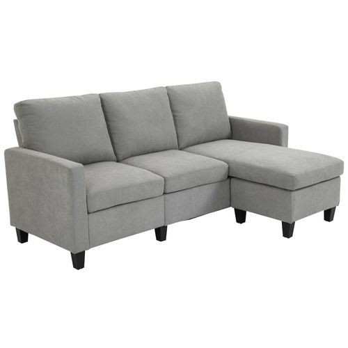 Canapé D'angle 3 Places Méridienne Réversible Polyester Gris
