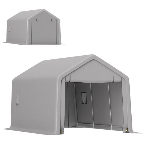 Carport Tente Garage 5,2 X 3 M - Porte Enroulable Zippée - Acier Galvanisé Pe Gris