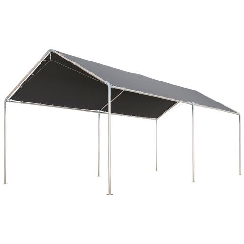 Carport Auvent Pour Voiture 5,95l X 2,90l X 2,60h M Acier Galvanisé Robuste Pe Haute Densité Gris