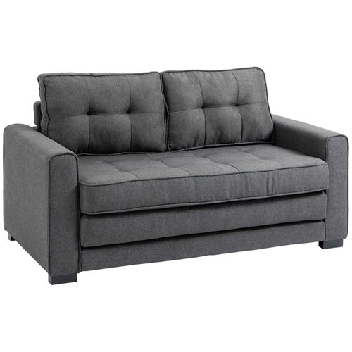 Canapé Convertible 2 Places Design Contemporain Capitonné Tissu Gris