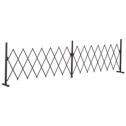 Barrière Extensible Rétractable Barrière De Sécurité Avec Roulette 405l X 31l X 104h Cm Alu Métal Chocolat