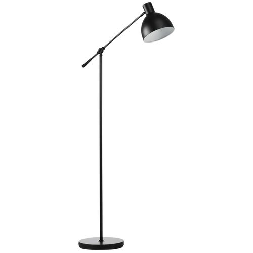 Lampadaire Sur Pied Salon Bureau 40w E27 - Hauteur Réglable, Abat-Jour Et Bras Orientable - Acier Noir