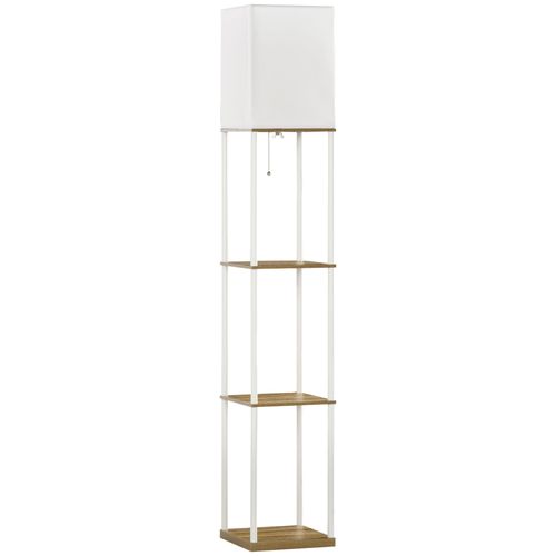 Lampadaire Design 3 Étagères H.159cm Blanc Effet Bois Clair
