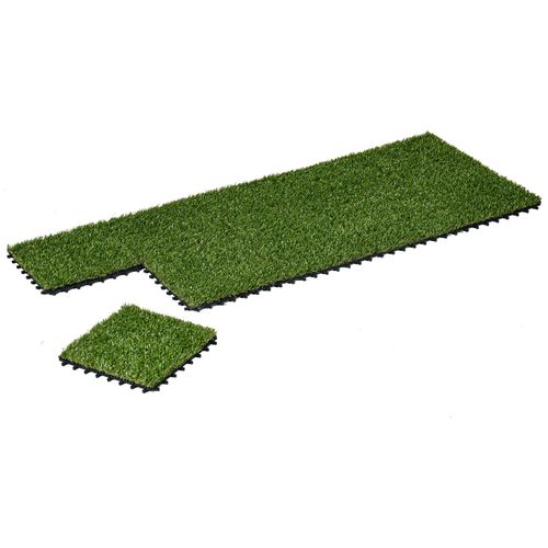 Gazon Synthétique Artificiel Set De 10 Dalles Carreaux 30 X 30 Cm Épaisseur Confort 3 Cm À Emboîter Vert