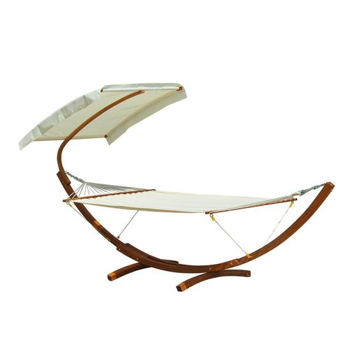 Hamac Avec Support Et Pare-Soleil Bois Crème