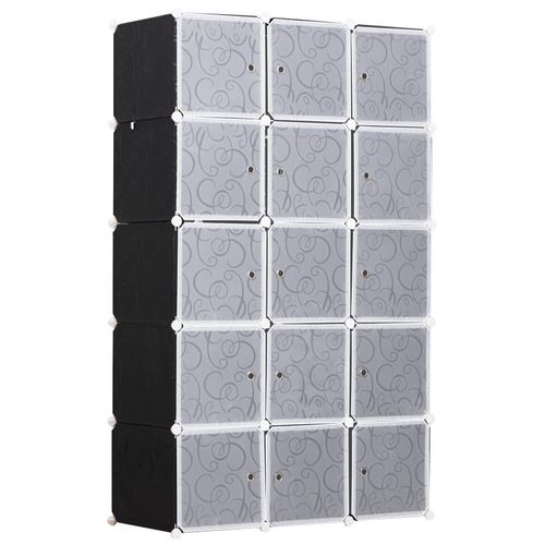 Garde Robe Armoire À Vêtements L 111 X L 47 X H 183 Cm Modulable 15 Cubes Noir Et Blanc