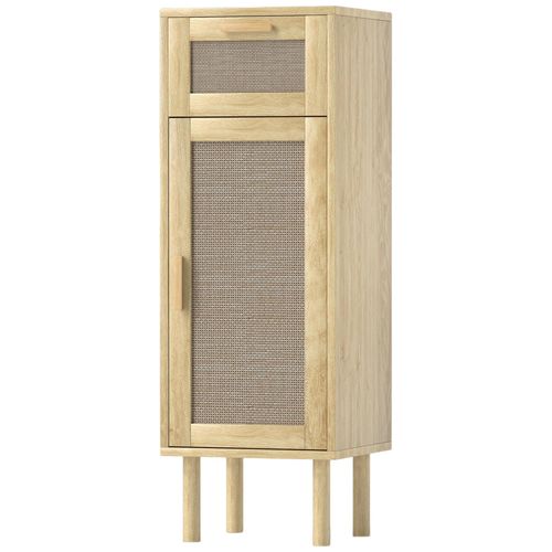 Meuble Salle De Bain Style Bohème - Tiroir, Placard, Étagères - Effet Rotin Bois
