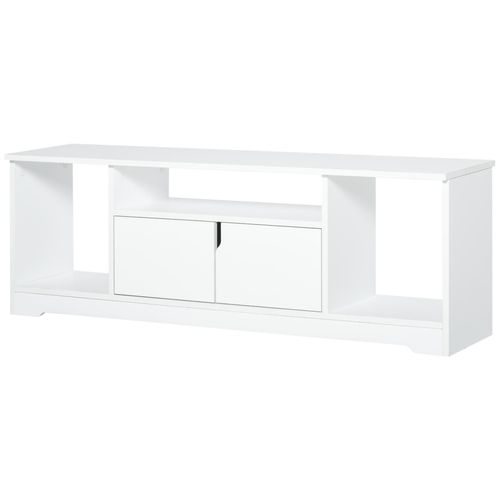 Meuble Tv Banc Tv Design Contemporain - 3 Niches, Placard Double Porte - Dim. 120l X 30l X 41h Cm - Panne
