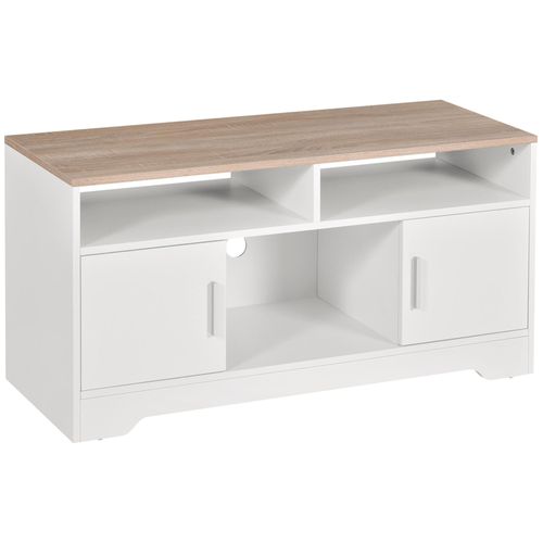 Meuble Tv Banc Tv En Bois Grand Espace De Rangement Avec 2 Compartiments Ouverts 2 Armoires À Porte Une A
