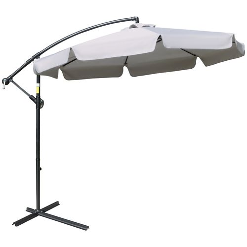 Parasol Octogonal Inclinable Manivelle Acier Époxy Polyester Gris