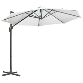 Parasol Déporté Octogonal Inclinable Manivelle Avec Pied En Acier Ø 2,94 X 2,48h M Blanc