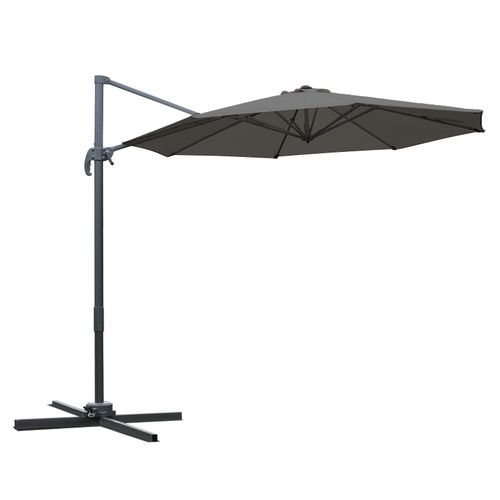 Parasol Déporté Rond Inclinable Rotatif 360° Gris