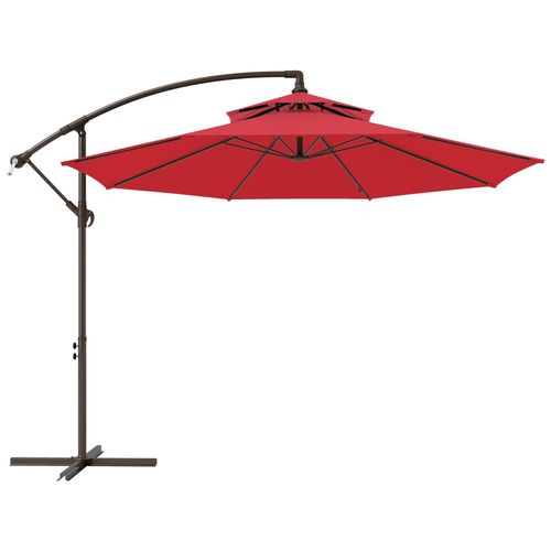Parasol Déporté Octogonal Inclinable Acier Époxy Polyester Rouge