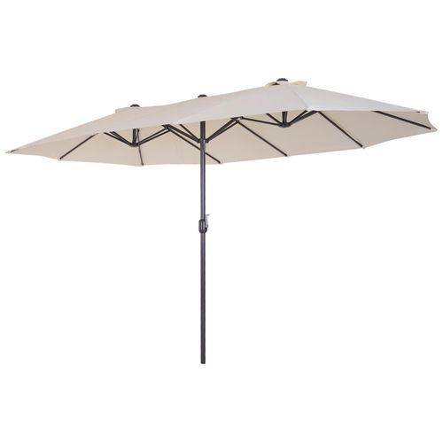 Outsunny Parasol De Jardin Xxl Parasol Grande Taille 4,6l X 2,7l X 2,4h M Ouverture Fermeture Manivelle Acier Polyester Haute Densité