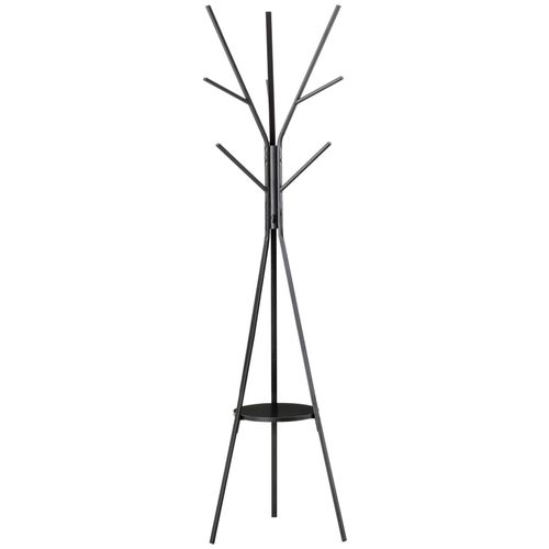 Porte-manteau trépied design contemporain branches étagère + 9 patères dim. 45L x 45l x 180H cm métal noir
