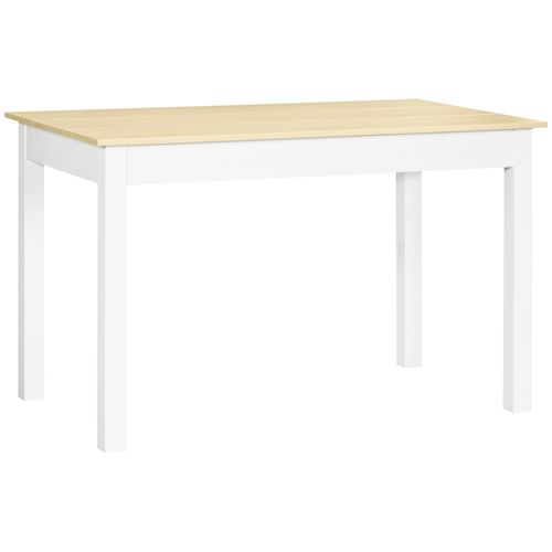 Table À Manger Style Rural Chic 4-6 Personnes Blanc Aspect Bois Clair