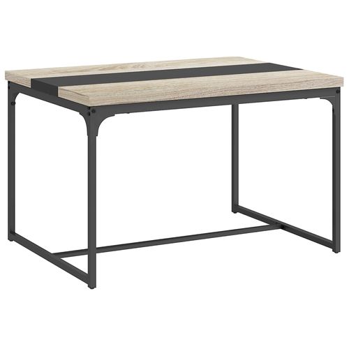 Table À Manger 6 Places Style Industriel Métal Noir Aspect Bois Clair