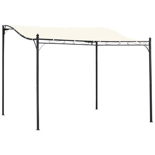 Pergola Tonnelle De Jardin Auvent 2,97 X 2,97 M Adossable M?Tal Noir Polyester Anti-Uv Beige