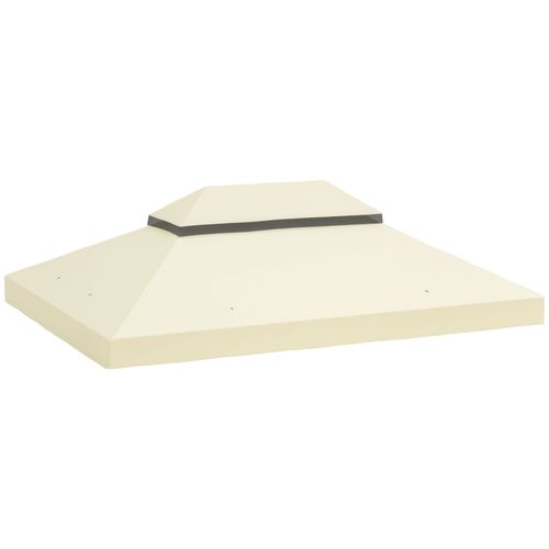 Toile De Rechange Barnum Tonnelle 4 X 3 M - Toit Double Avec ?illets Drainage - Polyester Haute Densité 370 G/M² Crème