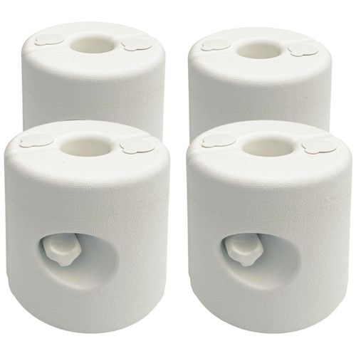 Lot De 4 Poids De Lestage Cylindrique Pour Tonnelle Barnum Tente Dim. Ø 22 / Ø 24 X 25h Cm Hdpe Blanc