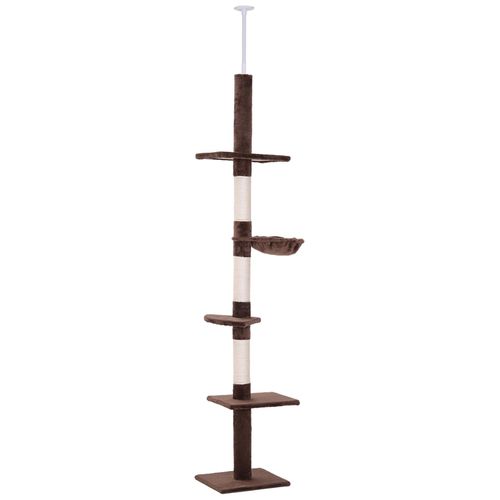 Arbre À Chat Poteau À Griffer L40 X L 34 X H 230-260 Cm 5 Niveaux D'activités Marron