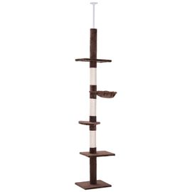 Arbre À Chat Poteau À Griffer L40 X L 34 X H 230-260 Cm 5 Niveaux D'activités Marron