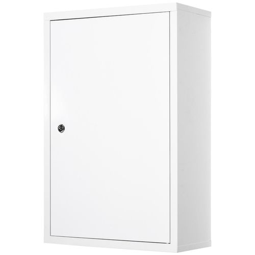 Armoire À Pharmacie 2 Étagères 3 Niveaux Verrouillable Dim. 40l X 18l X 60h Cm 2 Clés Métal Blanc