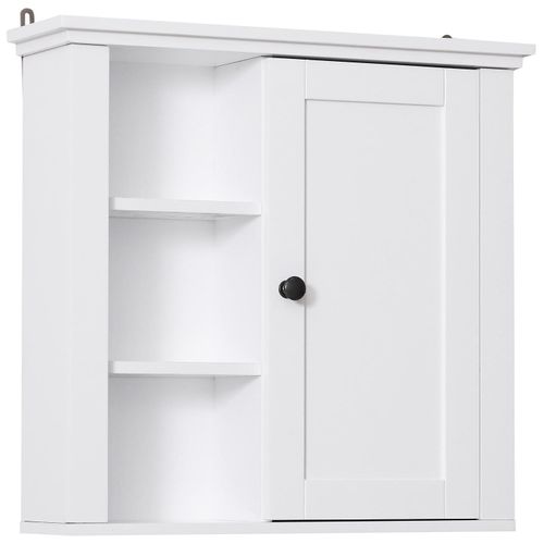 Armoire Haute Murale De Salle De Bain Ou Wc Placard 1 Porte 3 Niches Dim. 53l X 15l X 51h Cm Mdf Panneaux