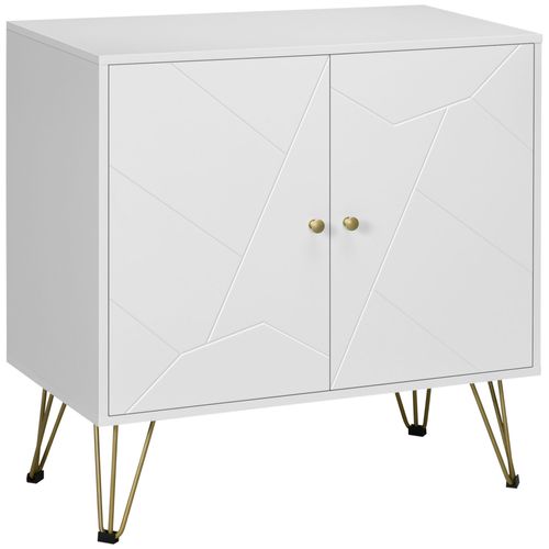 Buffet 2 Portes 2 ¿Tag¿Res Style Art D¿Co Graphique M¿Tal Dor¿ Blanc