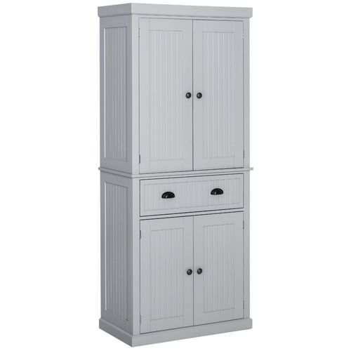 Buffet Haut Multi-Rangement - 4 Portes, Grand Tiroir - Dim. 76l X 40l X 183h Cm - Panneaux Mdf Gris
