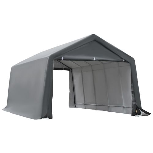 Tente Garage Carport Dim. 6l X 3,6l X 2,75h M Acier Galvanisé Robuste Pe Haute Densité 150 G/M² Imperméable Anti-Uv Blanc Gris