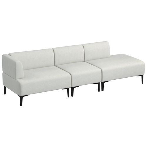 Canapé 3 Places Contemporain Modulable Acier Noir Tissu Blanc Cassé