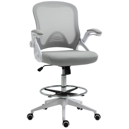 Fauteuil De Bureau Chaise De Bureau Assise Haute Réglable Dim. 64l X 60l X 106-126h Cm Pivotant 360° Maille Respirante Gris