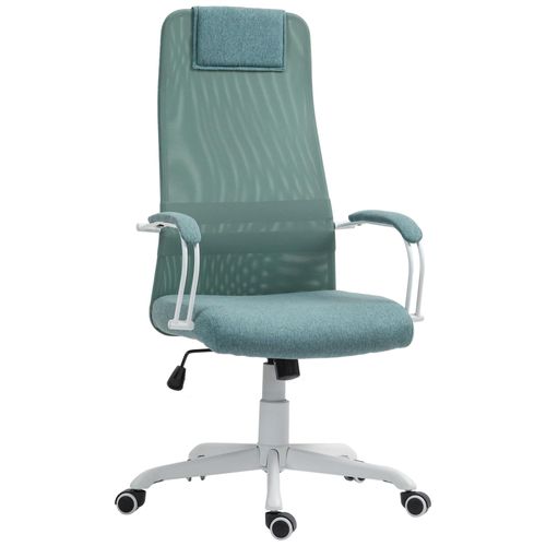 Chaise De Bureau Design Contemporain Fonction Bascule Réglable Tissu Maille Vert D'eau