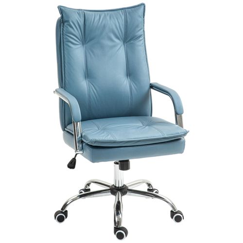 Chaise De Bureau Manager Ergonomique Design Contemporain Métal Chromé Tissu Technique Bleu