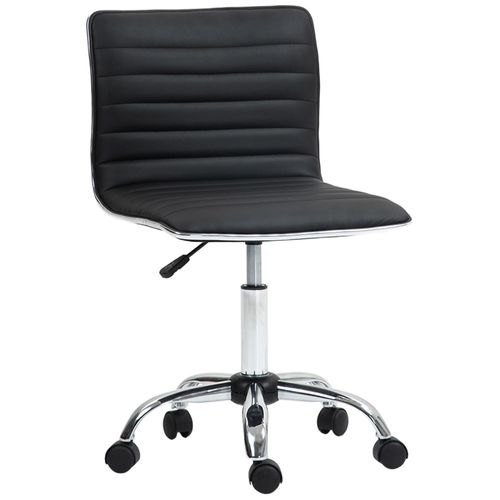 Chaise De Bureau Design Style Chesterfield Acier Chromé Revêtement Synthétique Noir