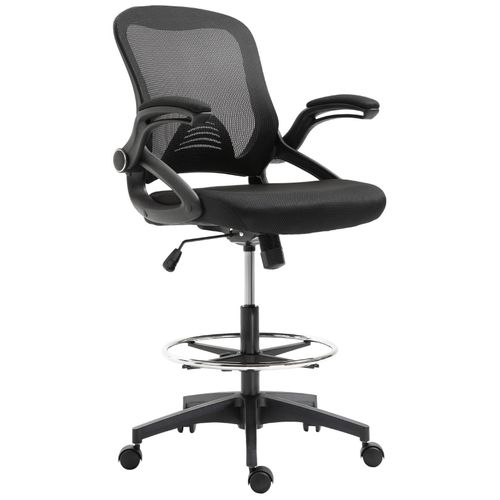 Fauteuil De Bureau Chaise De Bureau Assise Haute Réglable Dim. 64l X 60l X 106-126h Cm Pivotant 360° Maille Respirante Noir