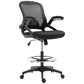 Fauteuil De Bureau Chaise De Bureau Assise Haute Réglable Dim. 64l X 60l X 106-126h Cm Pivotant 360° Maille Respirante Noir