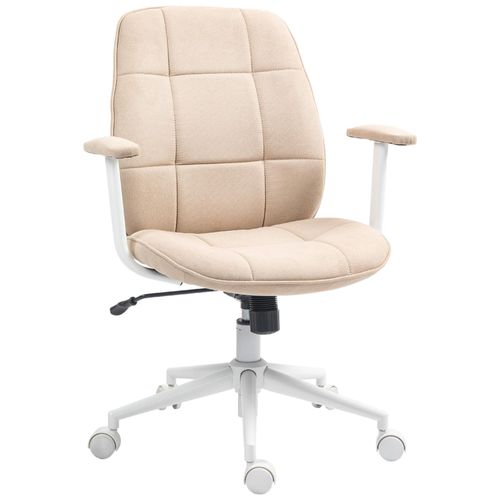 Chaise De Bureau Style Chesterfield - Réglable, Fonction Bascule Verrouillable - Tissu Beige