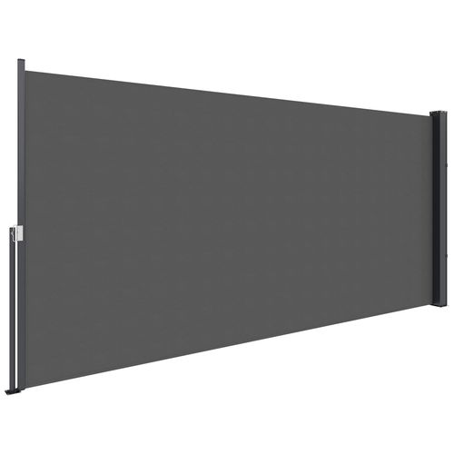 Store Latéral Brise-Vue Paravent Rétractable De Jardin Dim. 3 X 1,4 M Alu. Polyester Gris Foncé