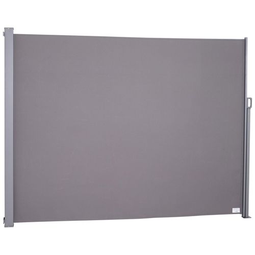 Store Lat?Ral Brise-Vue Paravent R?Tractable Dim. 3l X 2h M Alu. Polyester Anti-Uv Haute Densit? 280 G/M? Gris