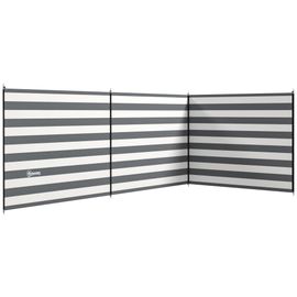 Paravent brise-vue de camping portable pliable avec sac de transport et poteaux dim. 540 cm x 150 cm acier polyester gris blanc rayé