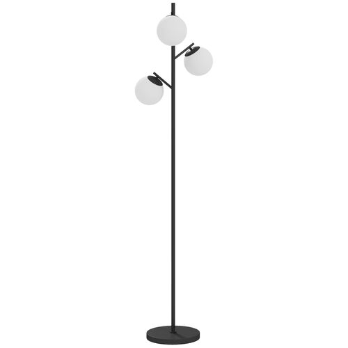 Lampadaire Globe Design Néo-Rétro 3 Ampoules Max. 40 W 169h Cm Métal Noir